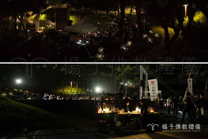 心之谷永續教育園區的開幕音樂會與露天電影院充滿溫馨放鬆的觀影氛圍，映後座談在詼諧熱絡互動與輕鬆歡樂之抽獎環節中畫下圓滿句點。｜楊子佛教禮儀公司